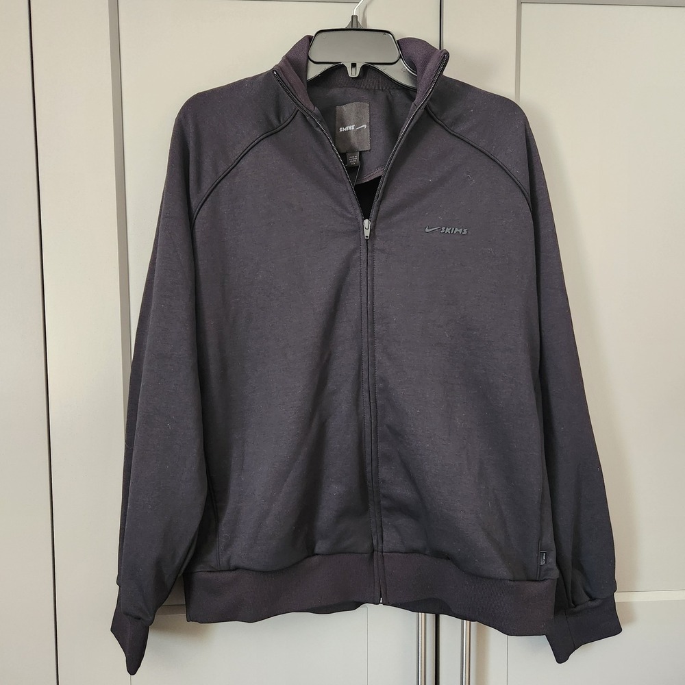 New Nike X SKIMS Matte Tricot Oversized Track Jacket Obsidian Women's XS Black
